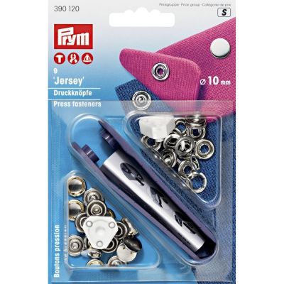Boutons pression jersey 10mm avec outil Prym Argent