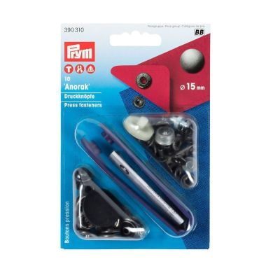 Boutons pression anorak 15mm Acier antique avec outil Prym