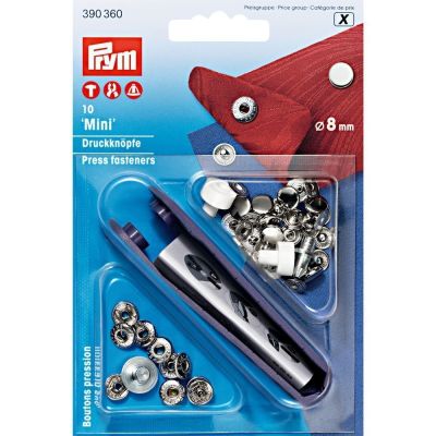 Boutons pression Mini laiton 8 mm avec outil Prym Argent