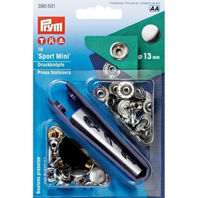 Boutons pression sport mini 13mm avec outil Prym Argent 