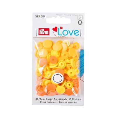 Boutons pression Prym Colors Snaps Love jaune - Sachet 30 boutons