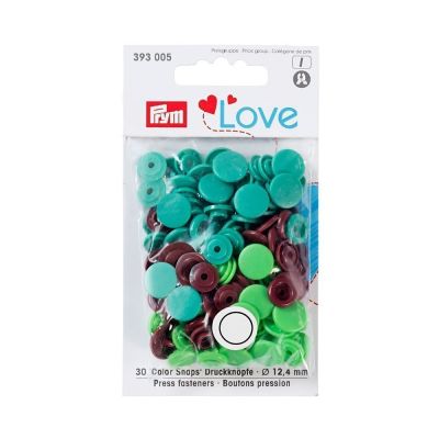 Assortiment de boutons pression Prym Love ColorSnaps - Calotte lisse vert/brun/vert clair
