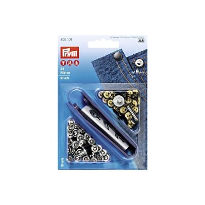 Rivets laiton utilisables des deux côtés 9mm Prym argent/acier antique