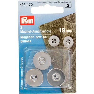 Boutons magnétiques à coudre Prym argent - 19 mm