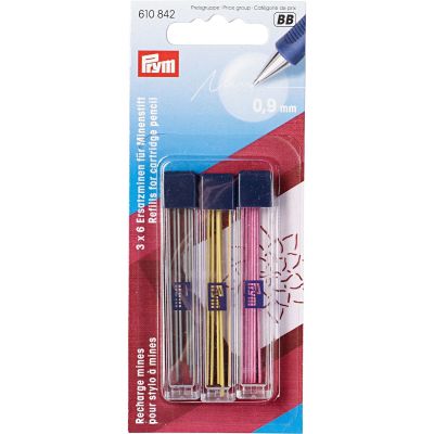 Mines de rechange pour stylo Prym 3 couleurs -  9 mm