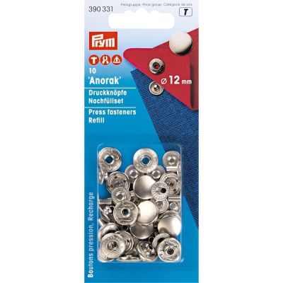 Recharge de boutons pression anorak Prym Argent - 2 tailles