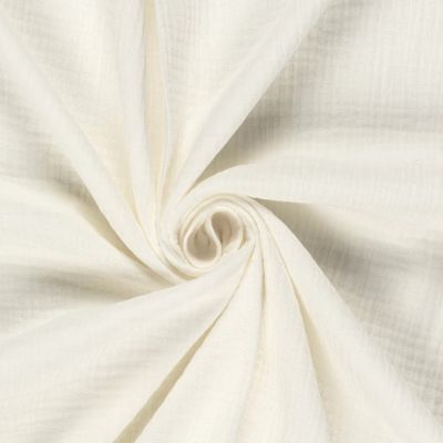 Tissu Double gaze de coton uni Ivoire - Par 10 cm