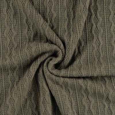 Coupon Tissu Maille torsadée extensible Craftine Soft Grey Vert kaki - Coupon de 170 cm