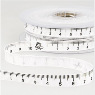 Ruban imprimé 10 mm Blanc Mètre couture x1m