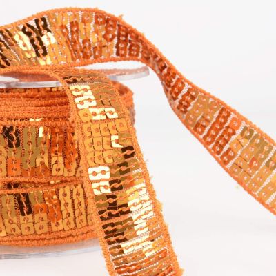 Galon Paillettes 22 mm Orange Paillettes x1m