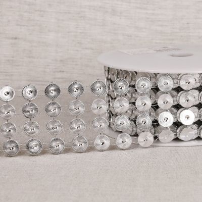 Galon paillettes 55 mm 4 rangs Argent x1m