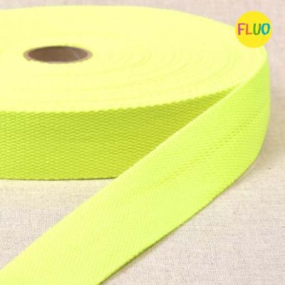 Sangle Polyester aspect Coton 30 mm Jaune fluo x1m