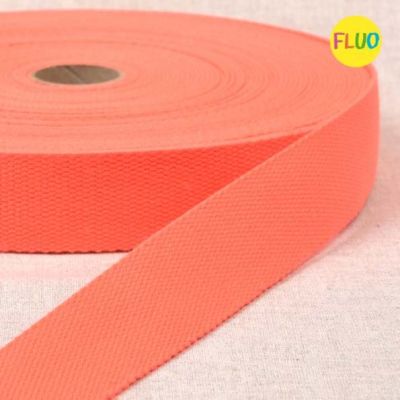 Sangle Polyester aspect Coton 30 mm Orange fluo x1m