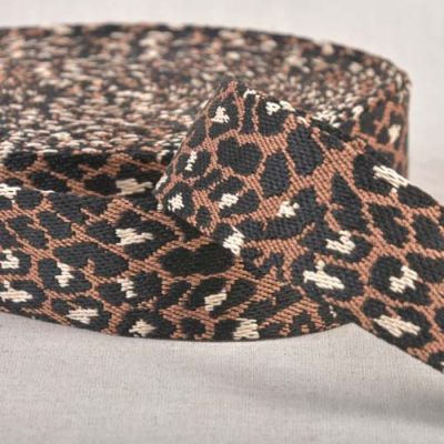 Sangle Polyester aspect Coton 38 mm Léopard Marron chocolat
