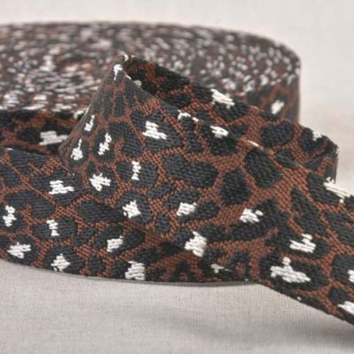Sangle Polyester aspect Coton 38 mm Léopard Marron café