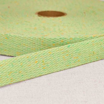 Sangle Polyester aspect Coton 30 mm Vert moucheté ×1m