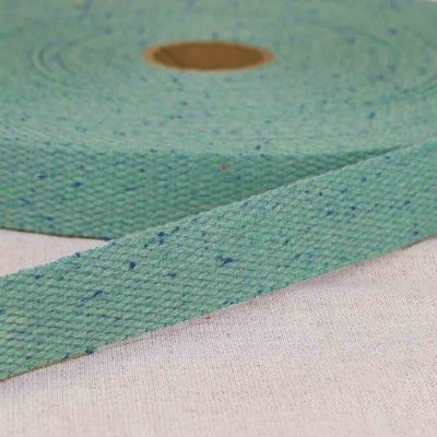 Sangle Polyester aspect Coton 30 mm Bleu Canard moucheté ×1m