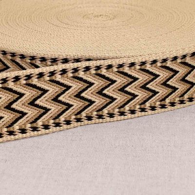 Sangle Polyester 38 mn Chevrons Beige x 1m