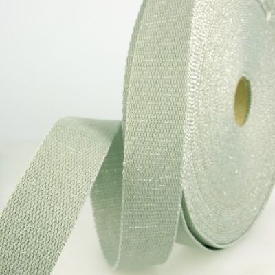 Sangle Coton 30 mm Lurex uni Vert gris x1m