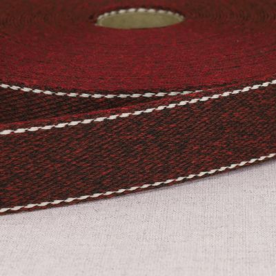 Sangle chinée point sellier 30 mm Bordeaux x1m