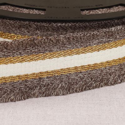 Sangle frangette Lurex 50 mm Marron x1m