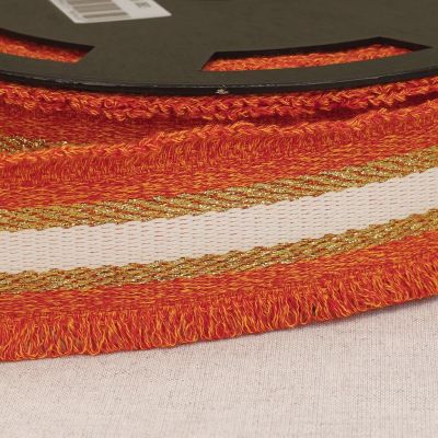 Sangle frangette Lurex 50 mm Orange x1m