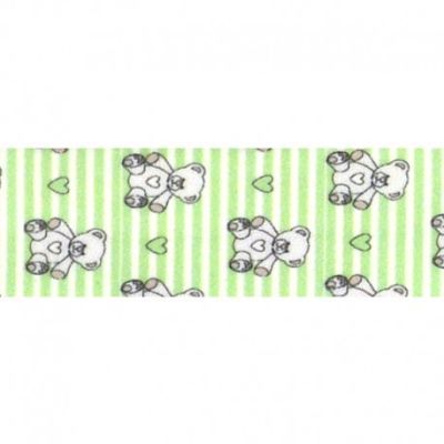 Biais replié 25 mm Oursons et coeurs sur fond rayé Vert x1m