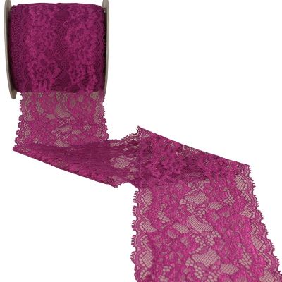 Dentelle Rachel fleurs Prune - 100 mm