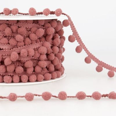 Galon Petit pompon Vieux rose - Au mètre