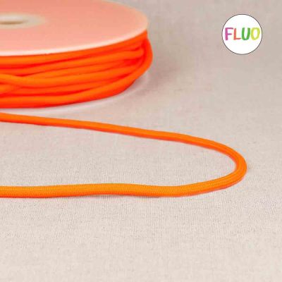 Cordon tressé rond  4,5 mn Orange fluo x 1 m