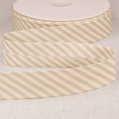 Biais replié 25 mm Rayé Beige x1m