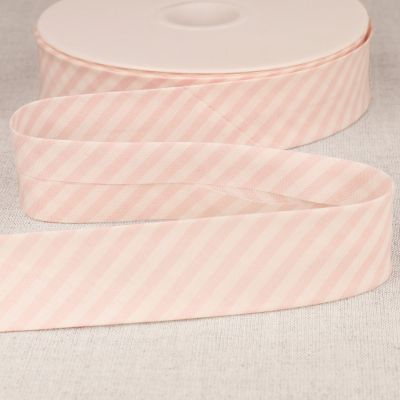 Biais replié 25 mm Rayé Rose clair x1m