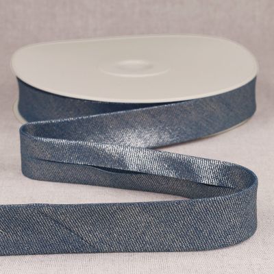 Biais Jean métallisé Bleu x1m