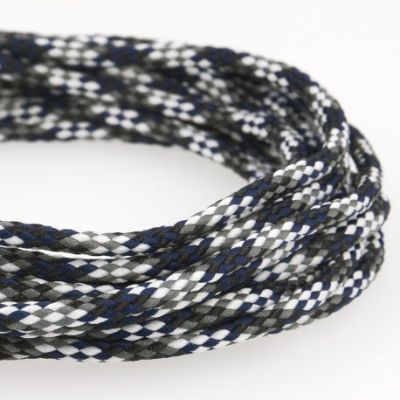 Cordon Tressé 5 mm - Noir, blanc, bleu et gris x1m
