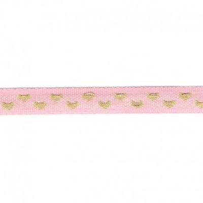 Galon surpiqué coeur 9 mm Rose x1m