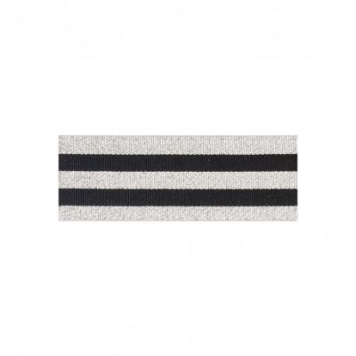Ruban Galon rayé 30 mm Noir et argent x1m