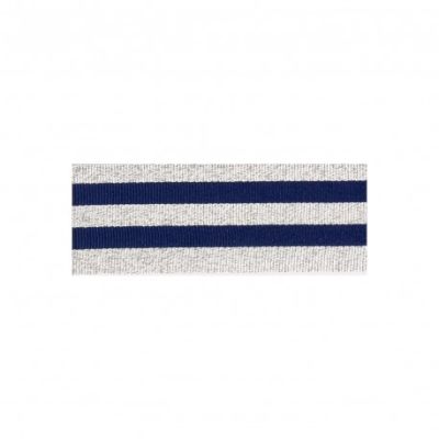 Ruban Galon rayé 30 mm Bleu Marine et argent x1m