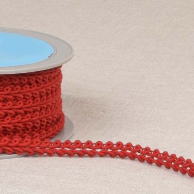 Galon points d&#039;épis 11 mm Rouge x1m