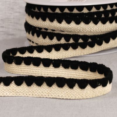 Galon Tresse pré pliée zig zag Noir x1m