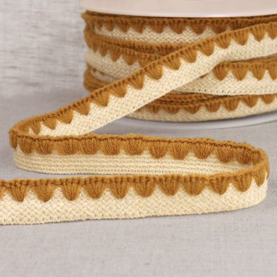 Galon Tresse pré pliée zig zag Ocre x1m