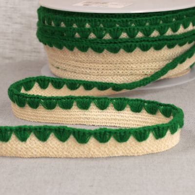 Galon Tresse pré pliée zig zag Vert x1m