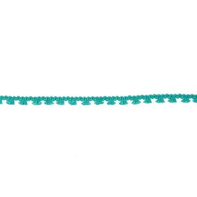 Galon pompon mini floches 8 mm Turquoise x1m