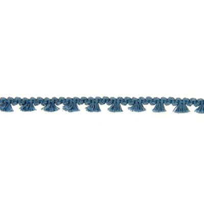 Galon pompon mini floches 8 mm Bleu ancien x1m