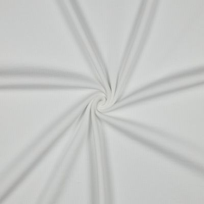 Tissu Jersey Coton côtelé uni Blanc - Par 10 cm