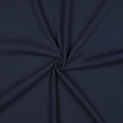 Tissu Jersey Coton côtelé uni Bleu marine - Par 10 cm