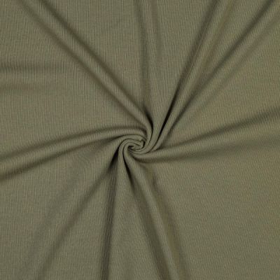 Tissu Jersey Coton côtelé uni Vert kaki - Par 10 cm
