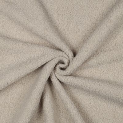 Tissu Bouclette Teddy envers Polaire uni Beige clair - Par 10 cm