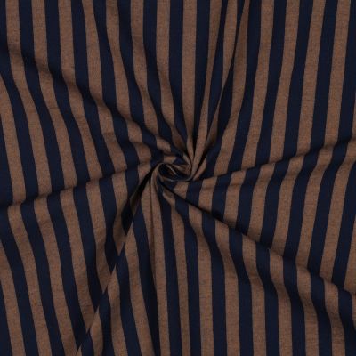 Tissu Coton fil teint Elsa rayures sur fond Brun - Par 10 cm