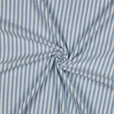 Tissu Double gaze de Coton fil teint Rayures Bleu ancien sur fond Blanc - Par 10 cm