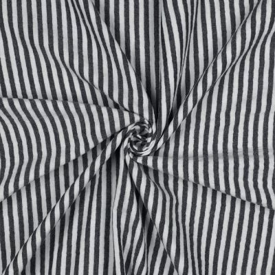 Tissu Double gaze de Coton fil teint Rayures Noir sur fond Blanc - Par 10 cm